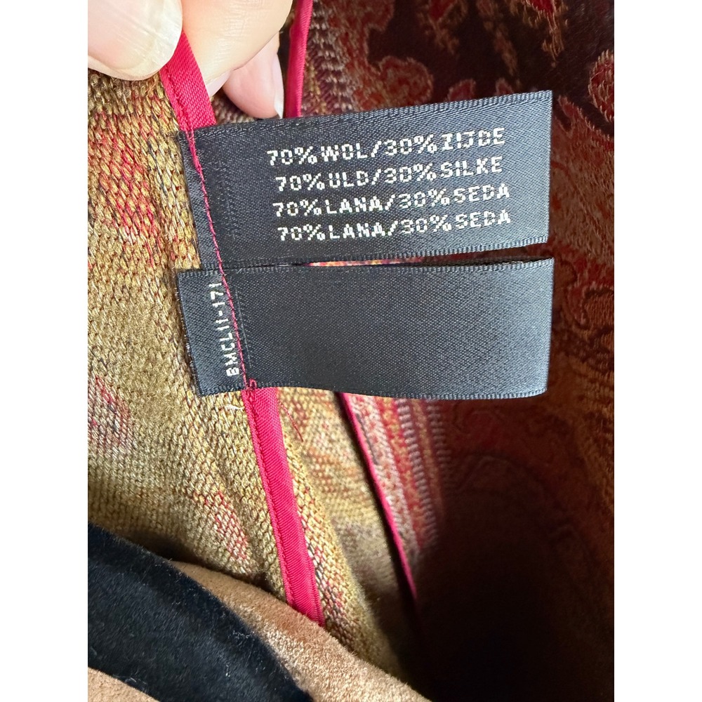 Vintage Ralph Lauren Wool Silk Paisley Tapestry Duster Coat Red Made in Italy - Picture 7 of 12